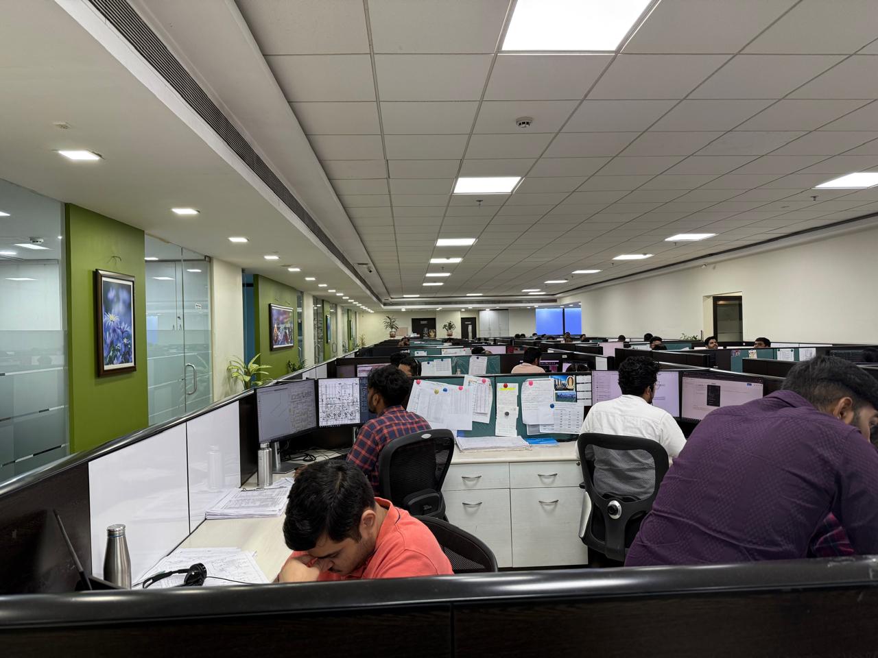 Engineers preparing structural layouts in 3D software