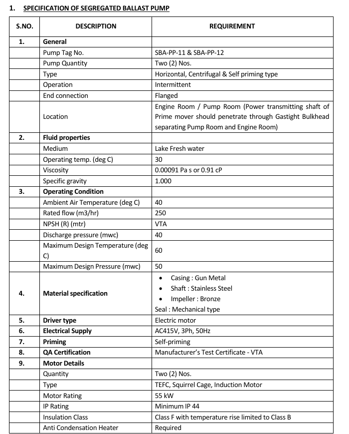 Machinery Sizing & Specifications